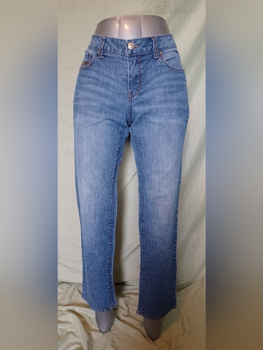 Faded Glory Light Blue Mid-Rise Straight Leg Jeans